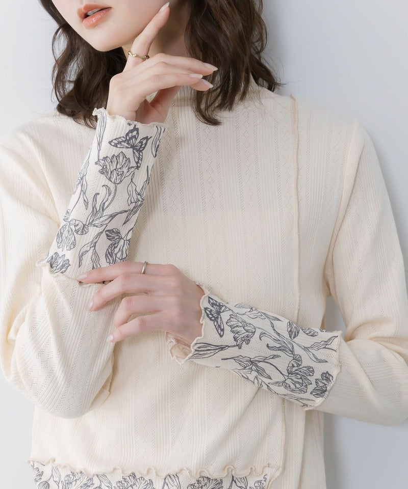 花蝶刺繍テレコ素材メロウ入りインナー-7