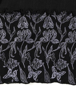 花蝶刺繍テレコ素材メロウ入りインナー-13