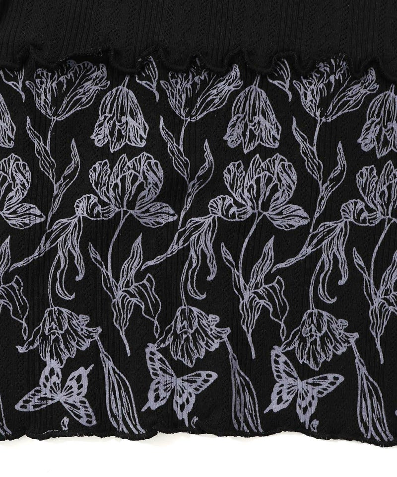 花蝶刺繍テレコ素材メロウ入りインナー-13