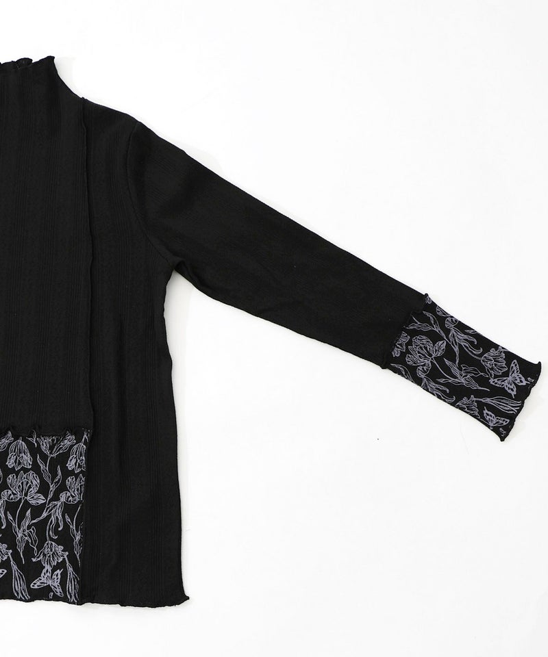 花蝶刺繍テレコ素材メロウ入りインナー-18