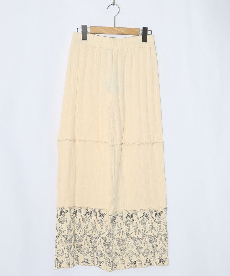 花蝶柄テレコ素材メロウ入りパンツ-8