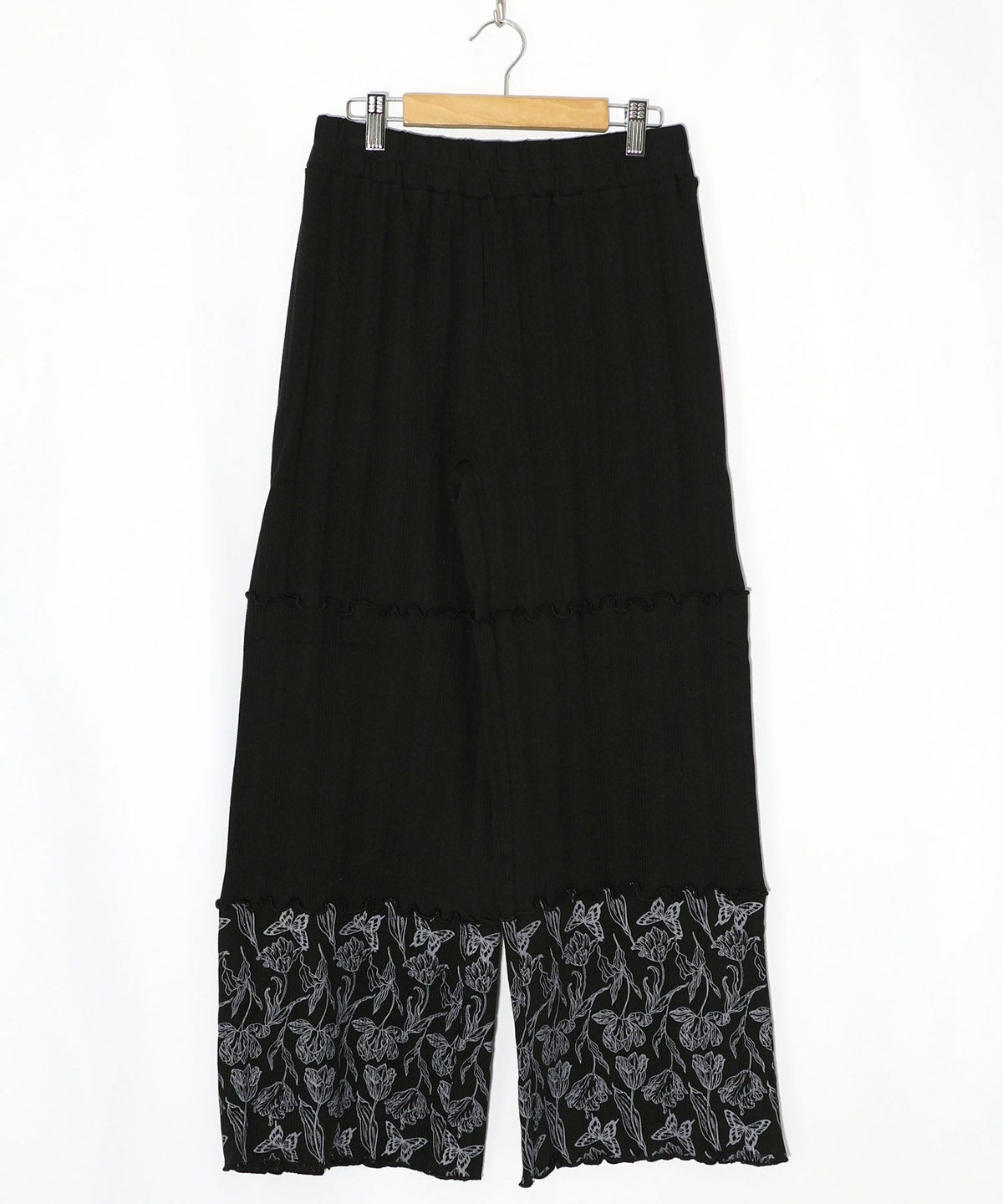 花蝶柄テレコ素材メロウ入りパンツ-10