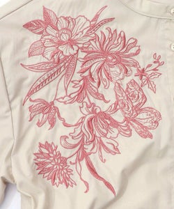 花刺繍トレンチコート風異素材切替ワンピース-13