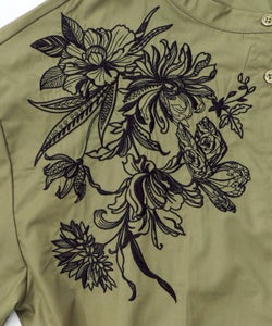 花刺繍トレンチコート風異素材切替ワンピース-19