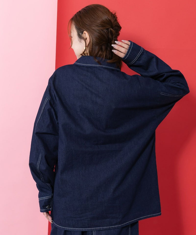 らくがき風ワッペンシャツジャケット-6