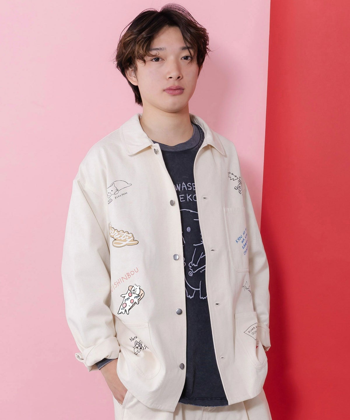 らくがき風ワッペンシャツジャケット-11