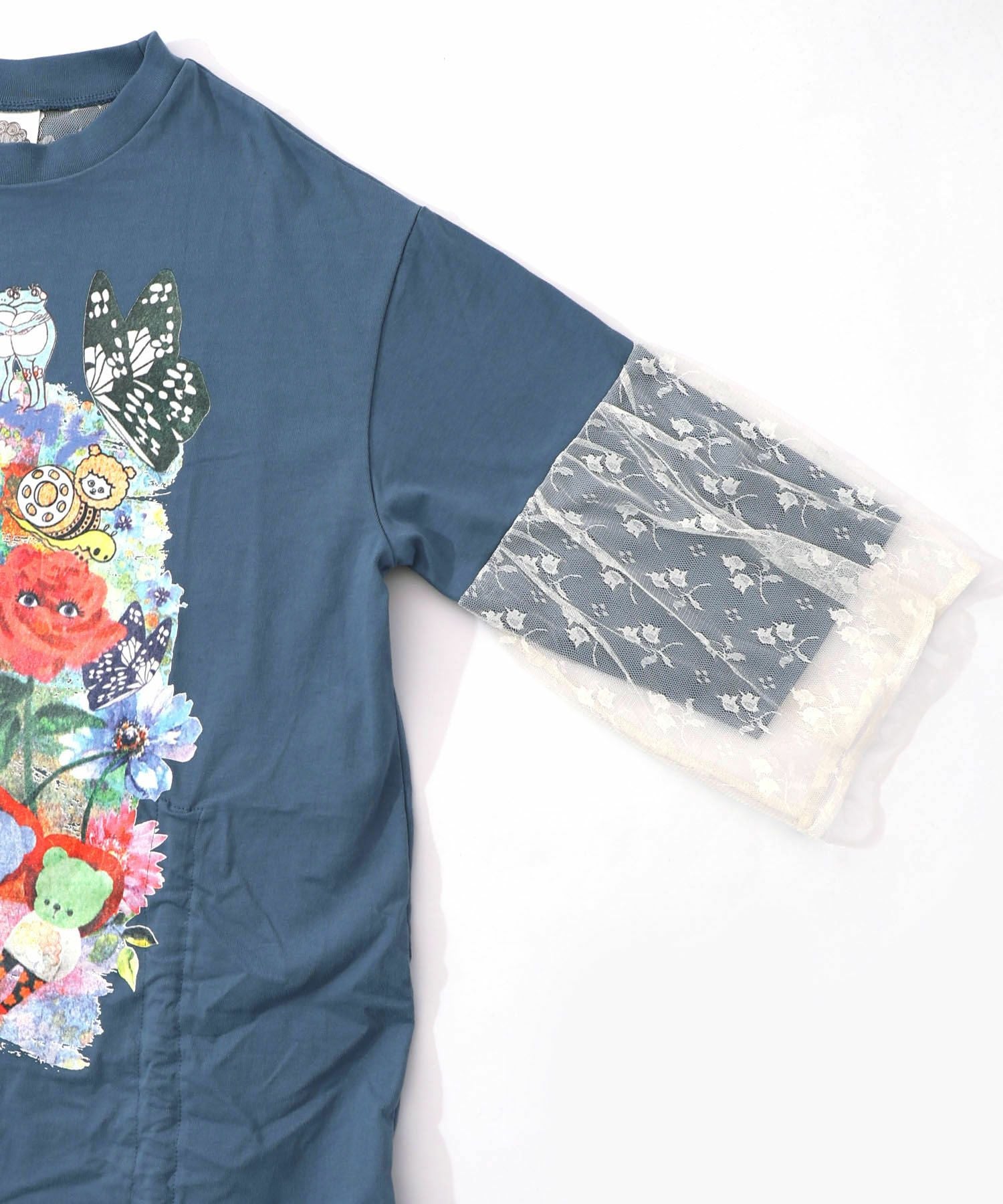 161620：アート柄レース切替チュニックの通販-ScoLar