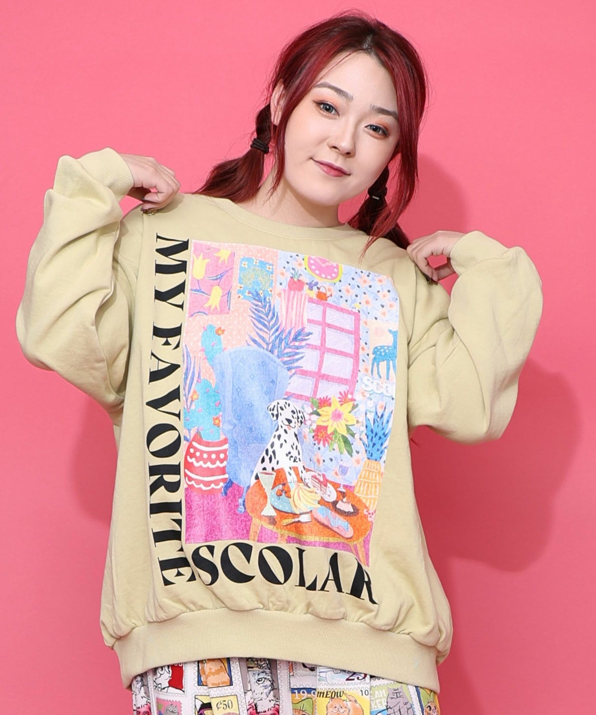 スカラールーム柄裏毛プルオーバー-1