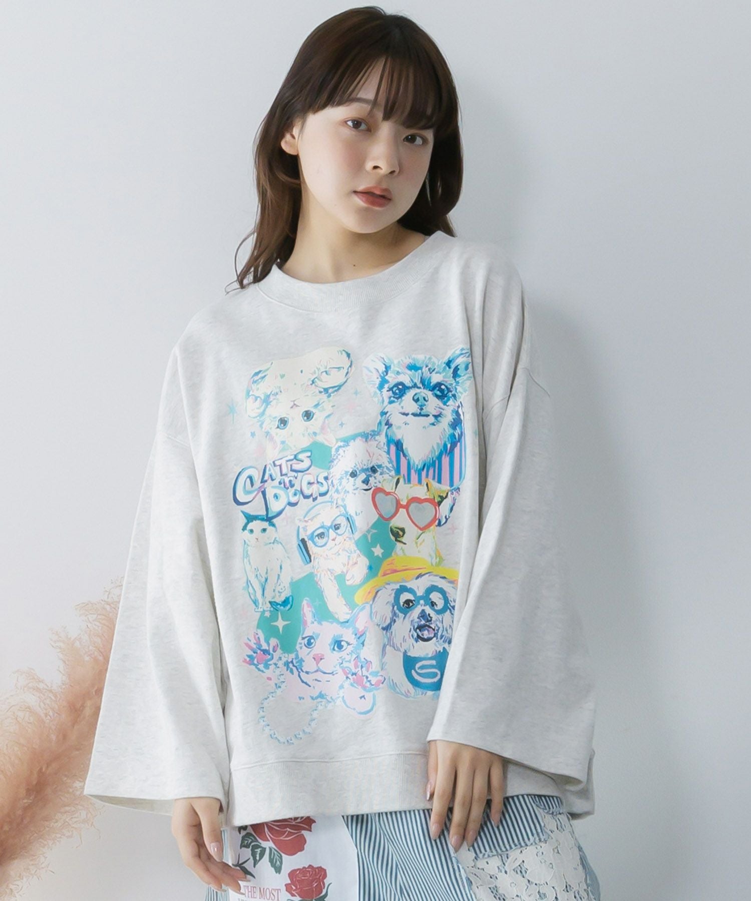 can7様確認用 161617：ラメ入りわんにゃん柄裏毛プルオーバーの通販-ScoLar