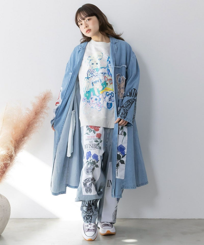 ラメ入りわんにゃん柄裏毛プルオーバー-9