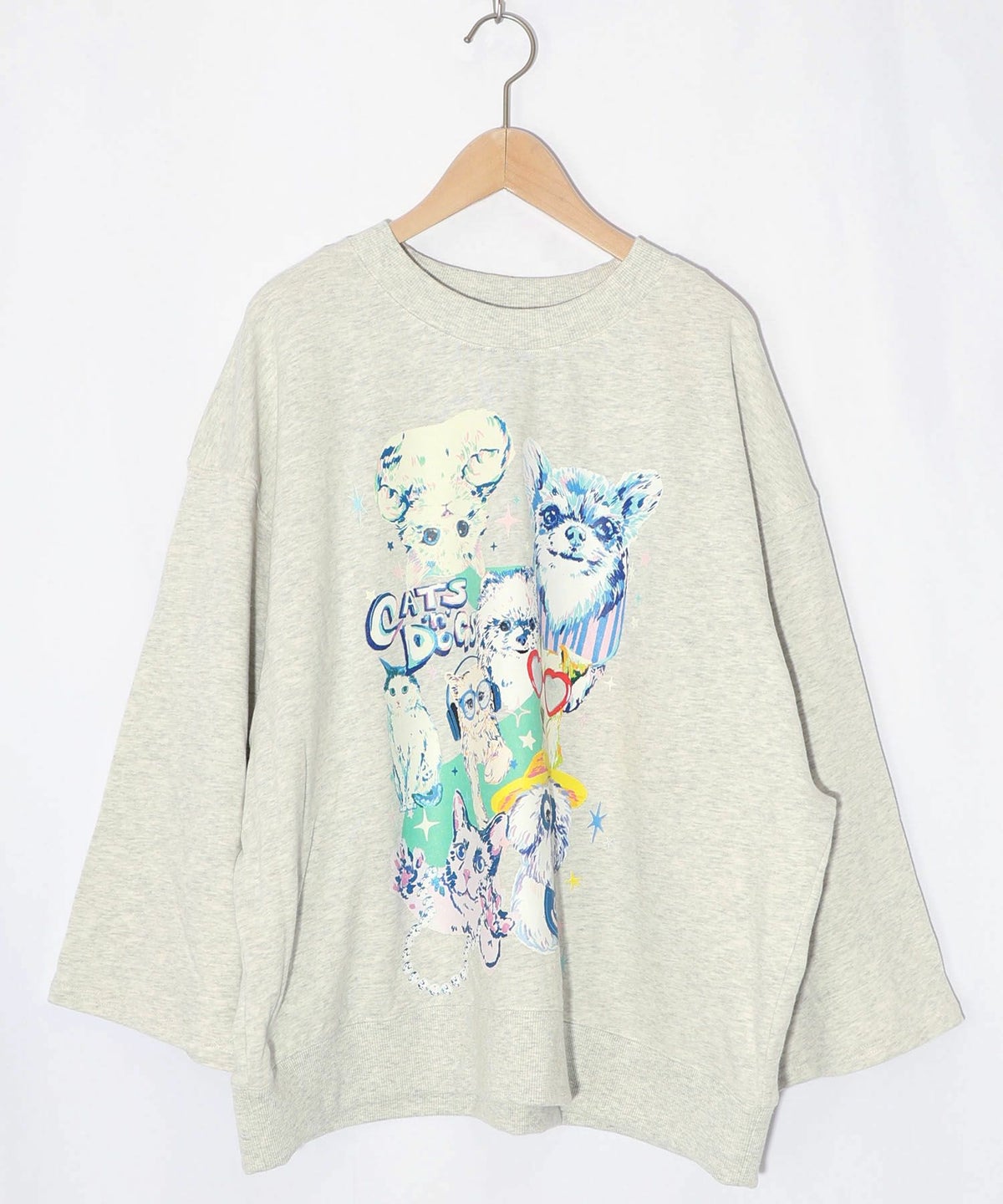 ラメ入りわんにゃん柄裏毛プルオーバー-10