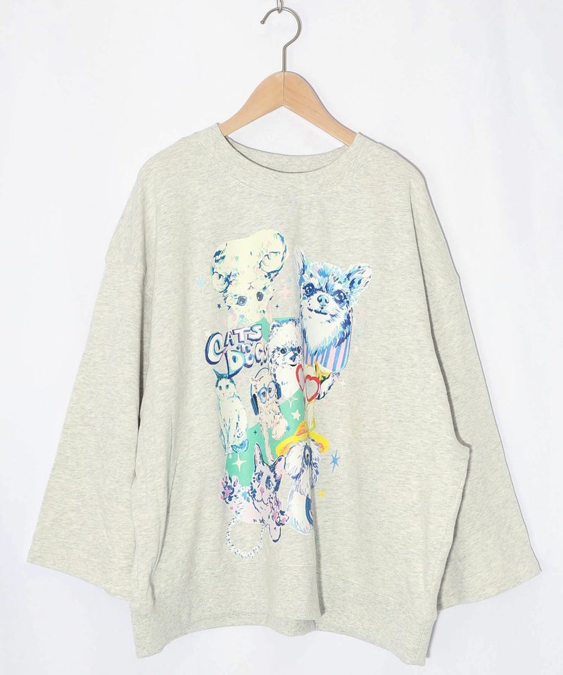 ラメ入りわんにゃん柄裏毛プルオーバー-10