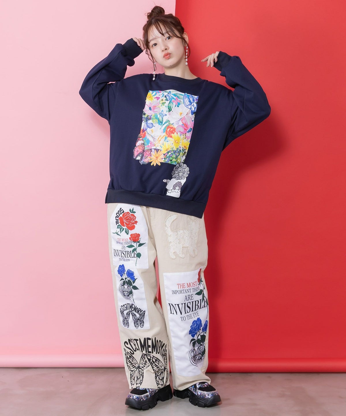 画家スカラーちゃんキャンバス柄プルオーバー-2