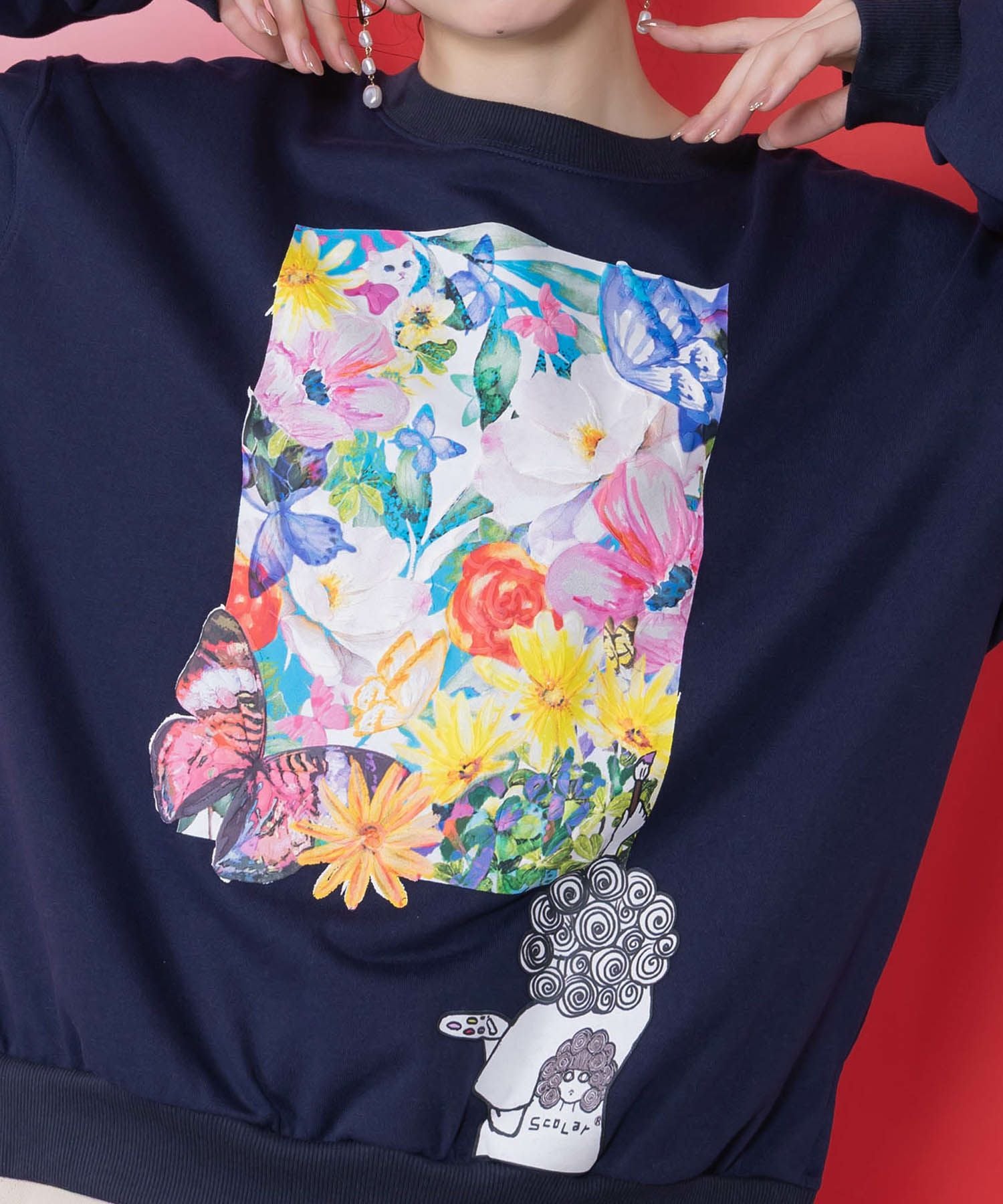 161616：画家スカラーちゃんキャンバス柄プルオーバーの通販-ScoLar