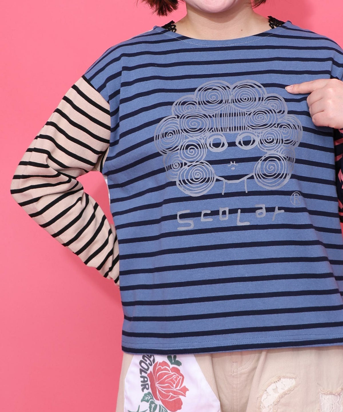 スカラーちゃん×ミックス配色ボーダープルオーバー-5