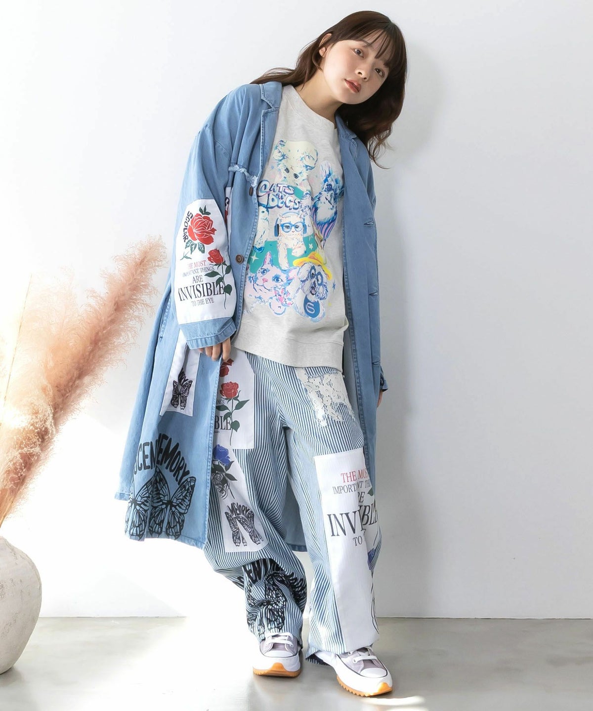 アップリケ×刺繍デニムorツイルパンツ-18