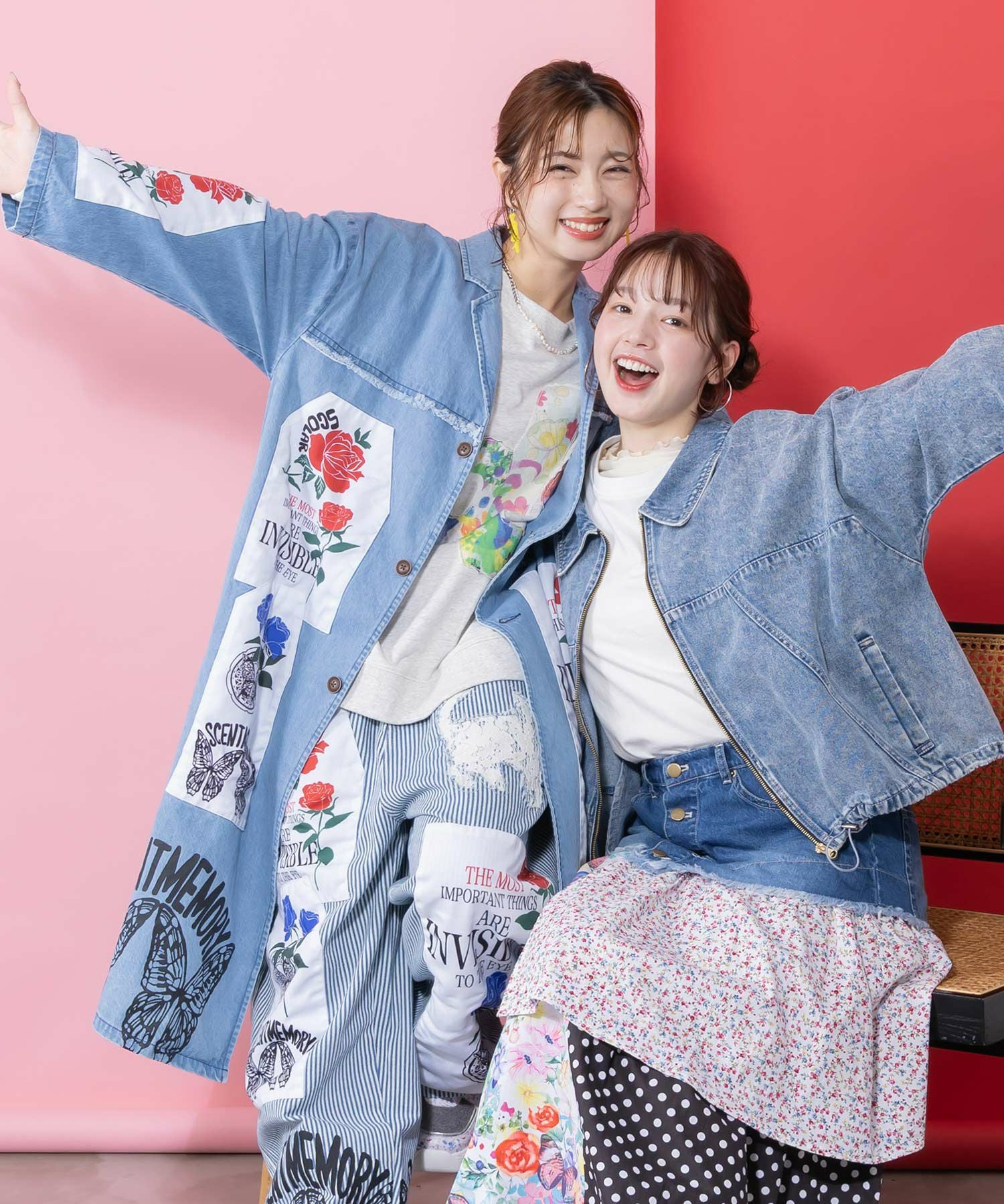 161608：アップリケ×刺繍デニムorツイルロングコートの通販-ScoLar