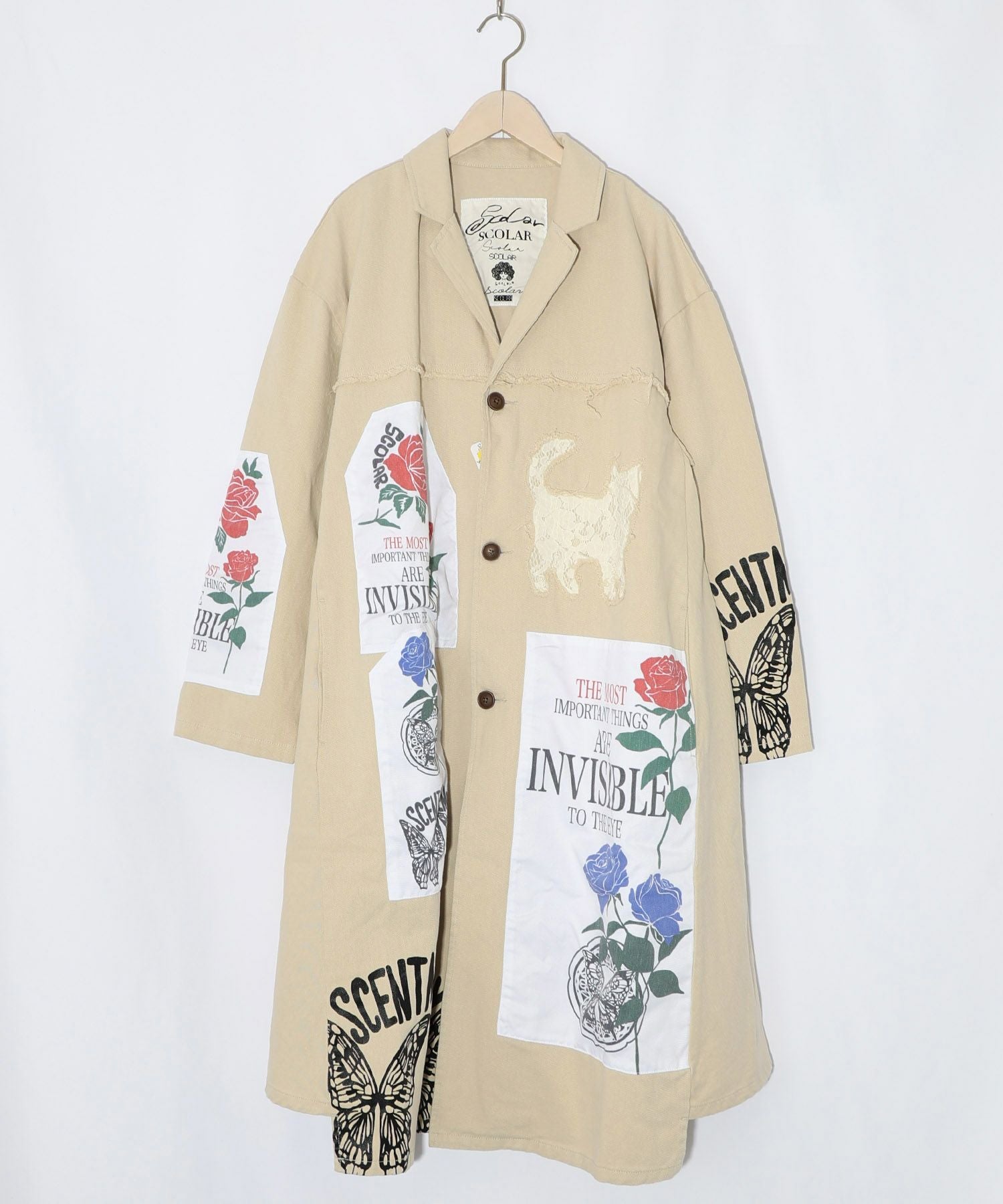 161608：アップリケ×刺繍デニムorツイルロングコートの通販-ScoLar