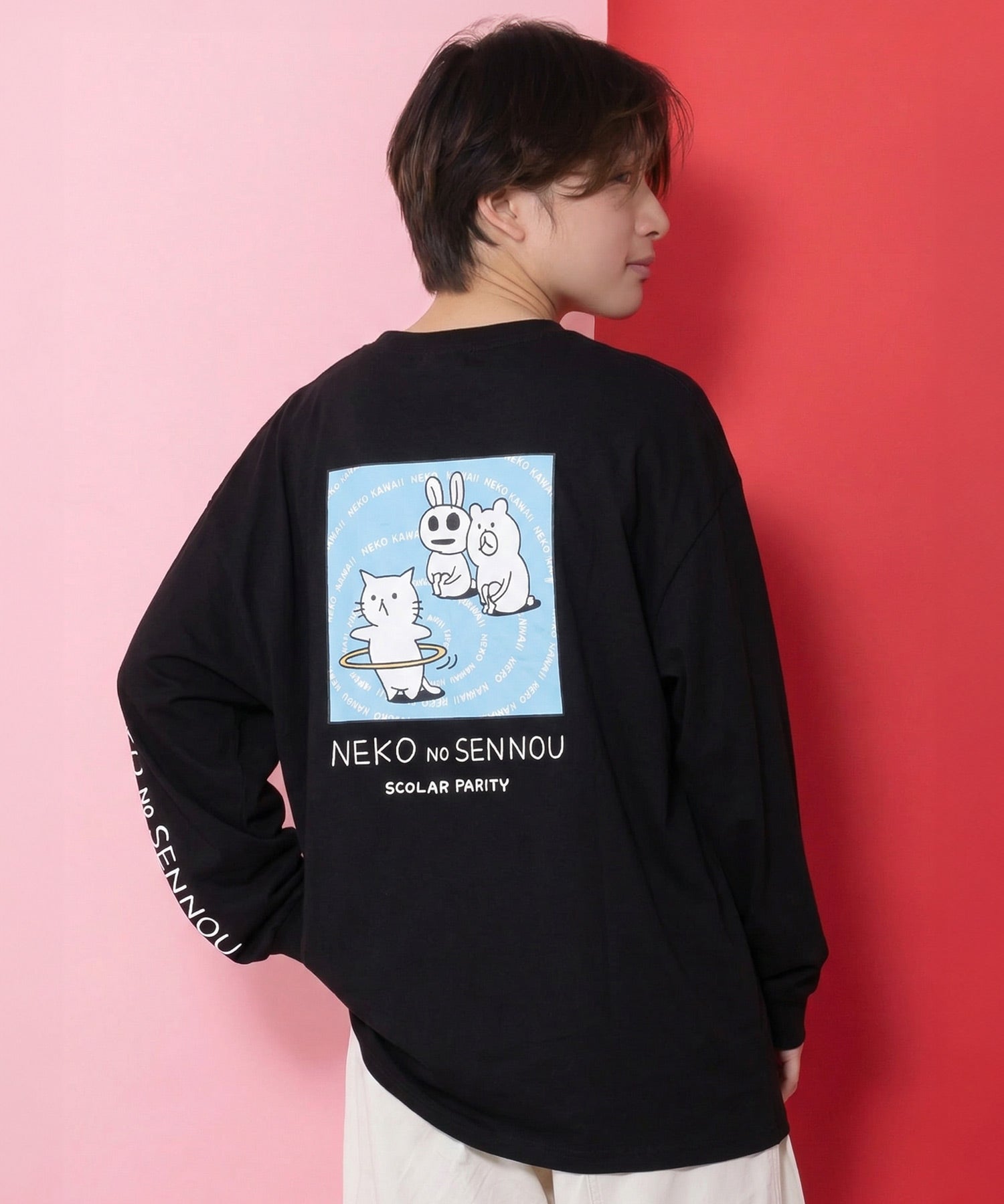 361105：ネコの洗脳柄ロングスリーブTシャツの通販-ScoLar