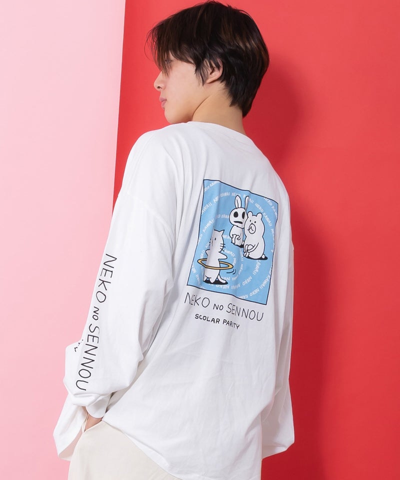 ネコの洗脳柄ロングスリーブTシャツ-5