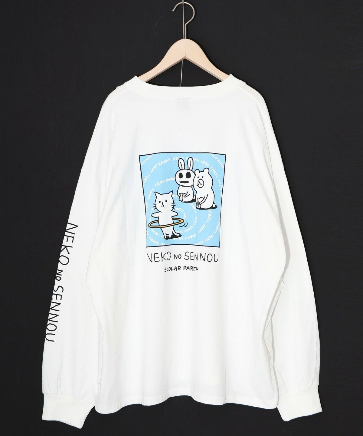 ネコの洗脳柄ロングスリーブTシャツ-15