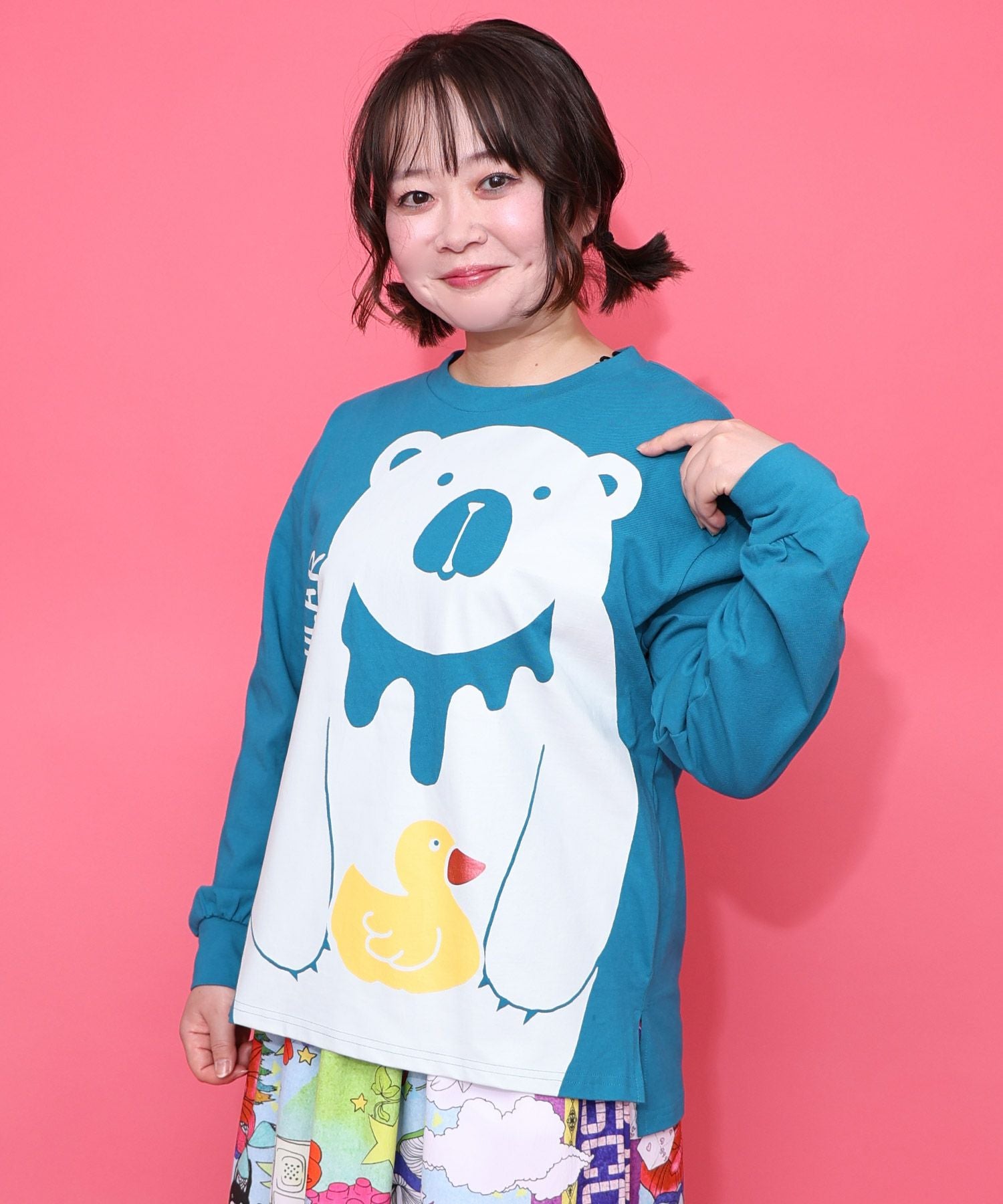 161622：くま吉くんとアヒル柄ロンTの通販-ScoLar