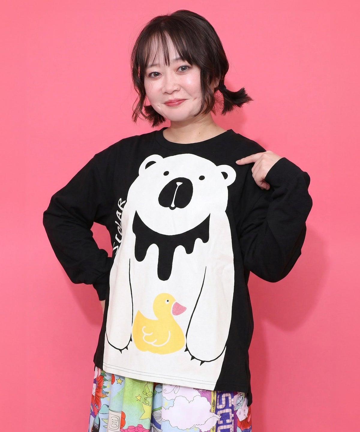 くま吉くんとアヒル柄ロンT-1