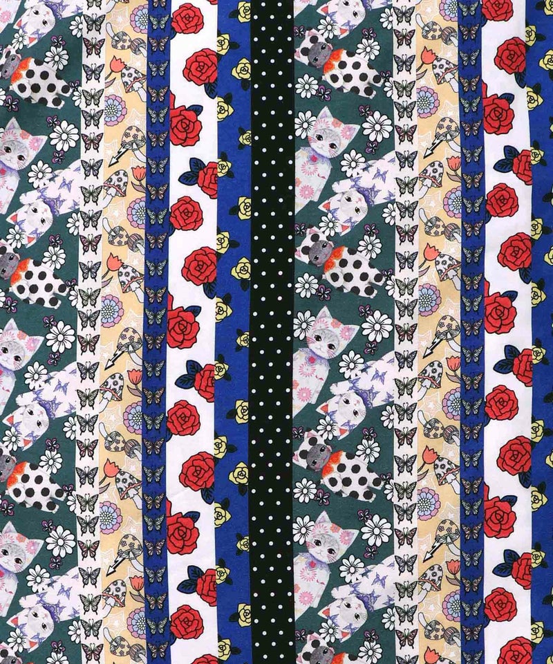 ストライプ総柄前開きシャツワンピース-17