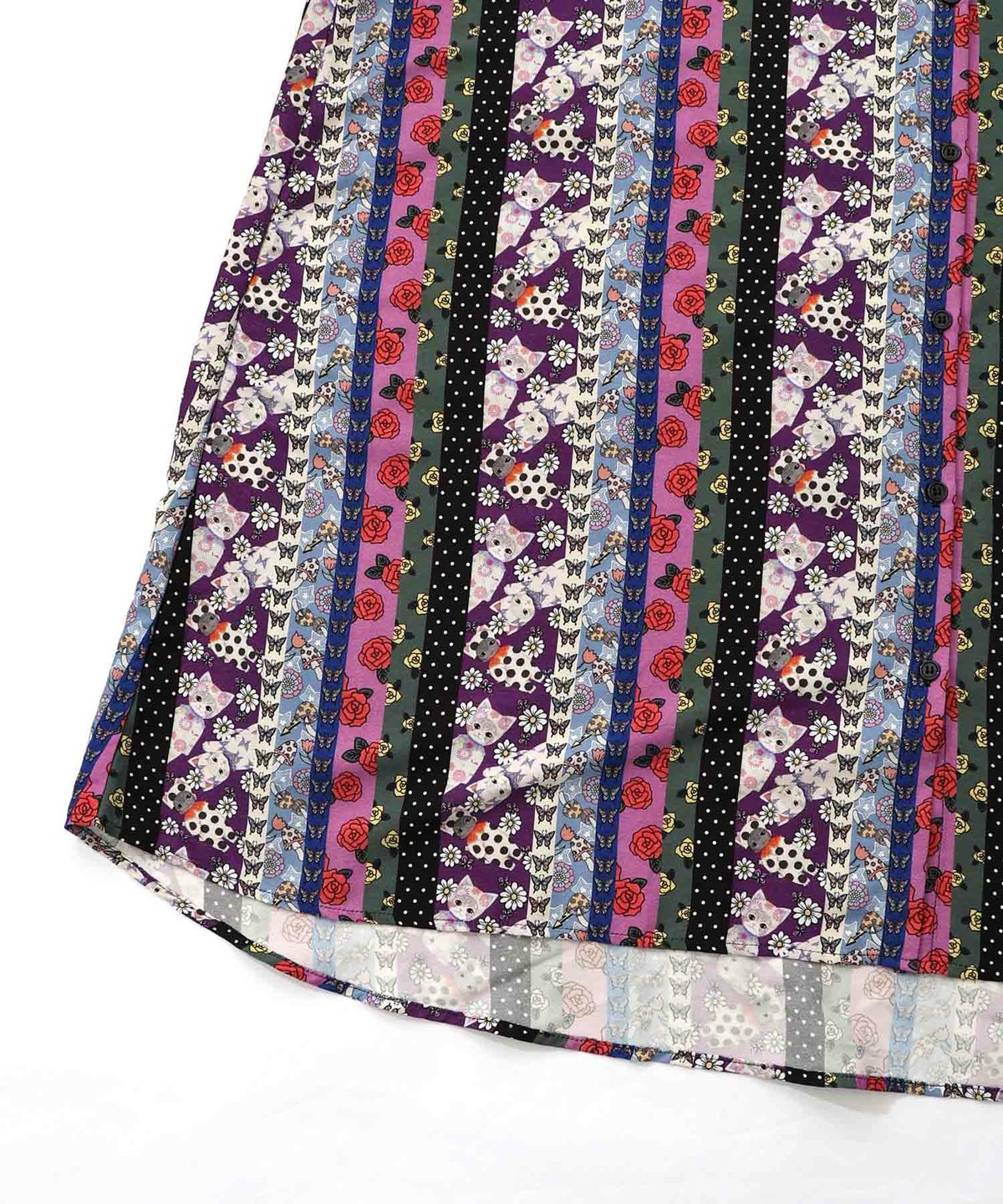 ストライプ総柄前開きシャツワンピース-23