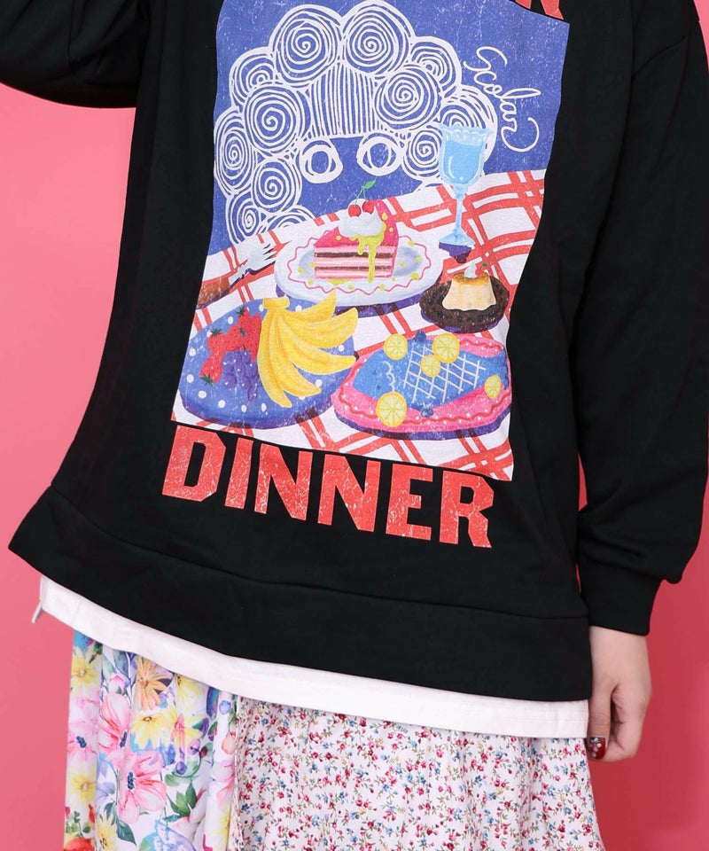 スカラーちゃんの夕食柄レイヤード風配色プルオーバー-7