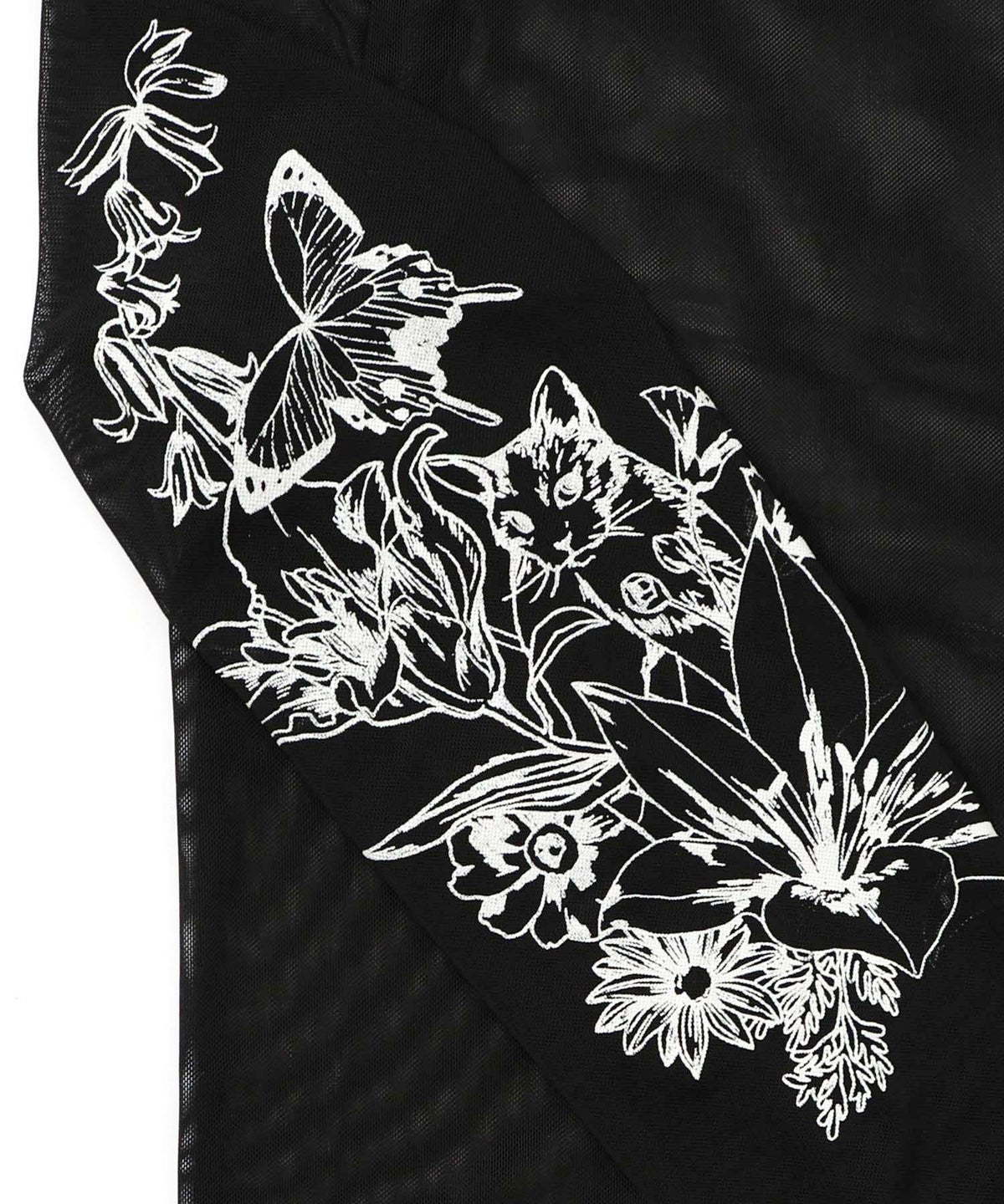 アンティーク風花蝶プリント ソフトチュールインナー-11