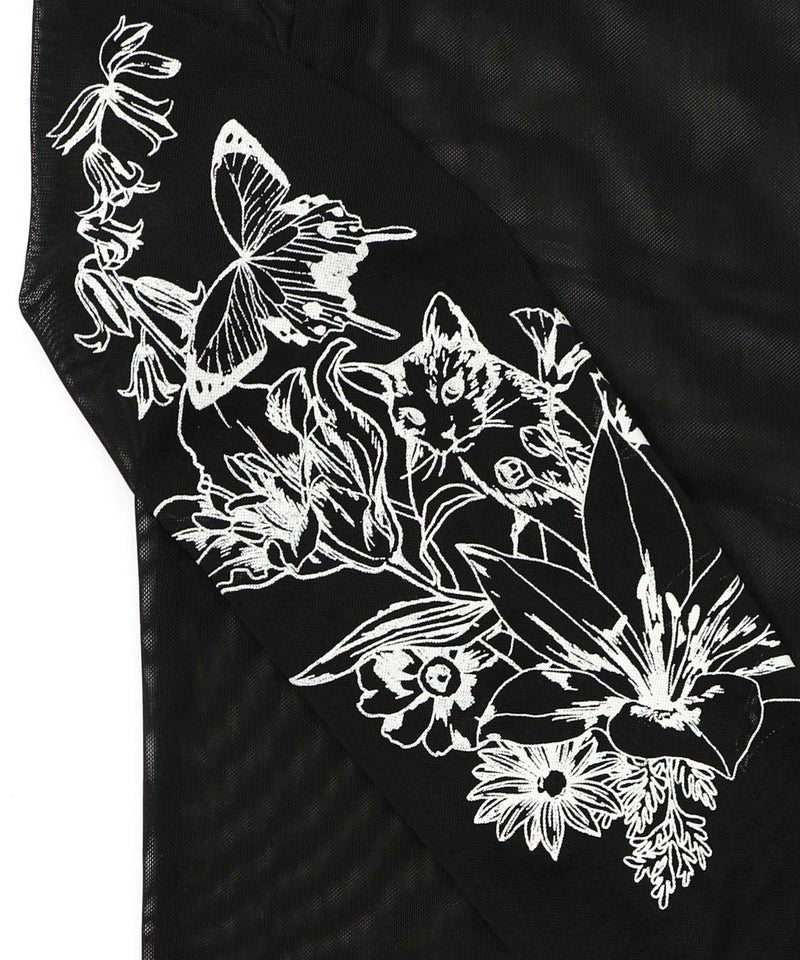 アンティーク風花蝶プリント ソフトチュールインナー-11