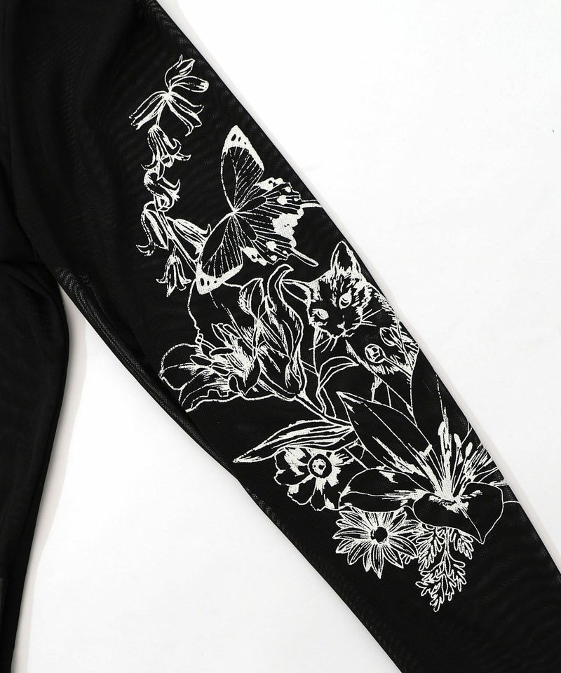 アンティーク風花蝶プリント ソフトチュールインナー-15