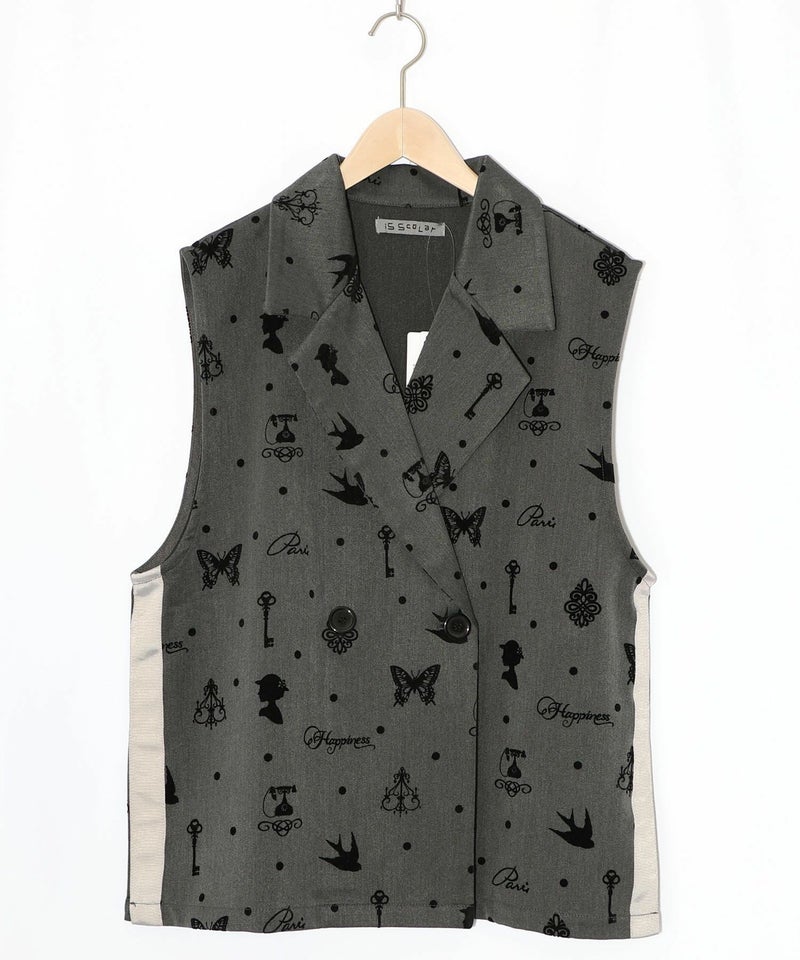 アンティーク調フロッキープリントベスト-11