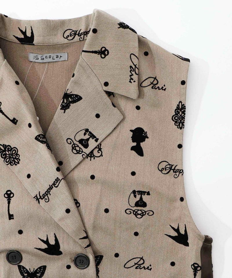 アンティーク調フロッキープリントベスト-18