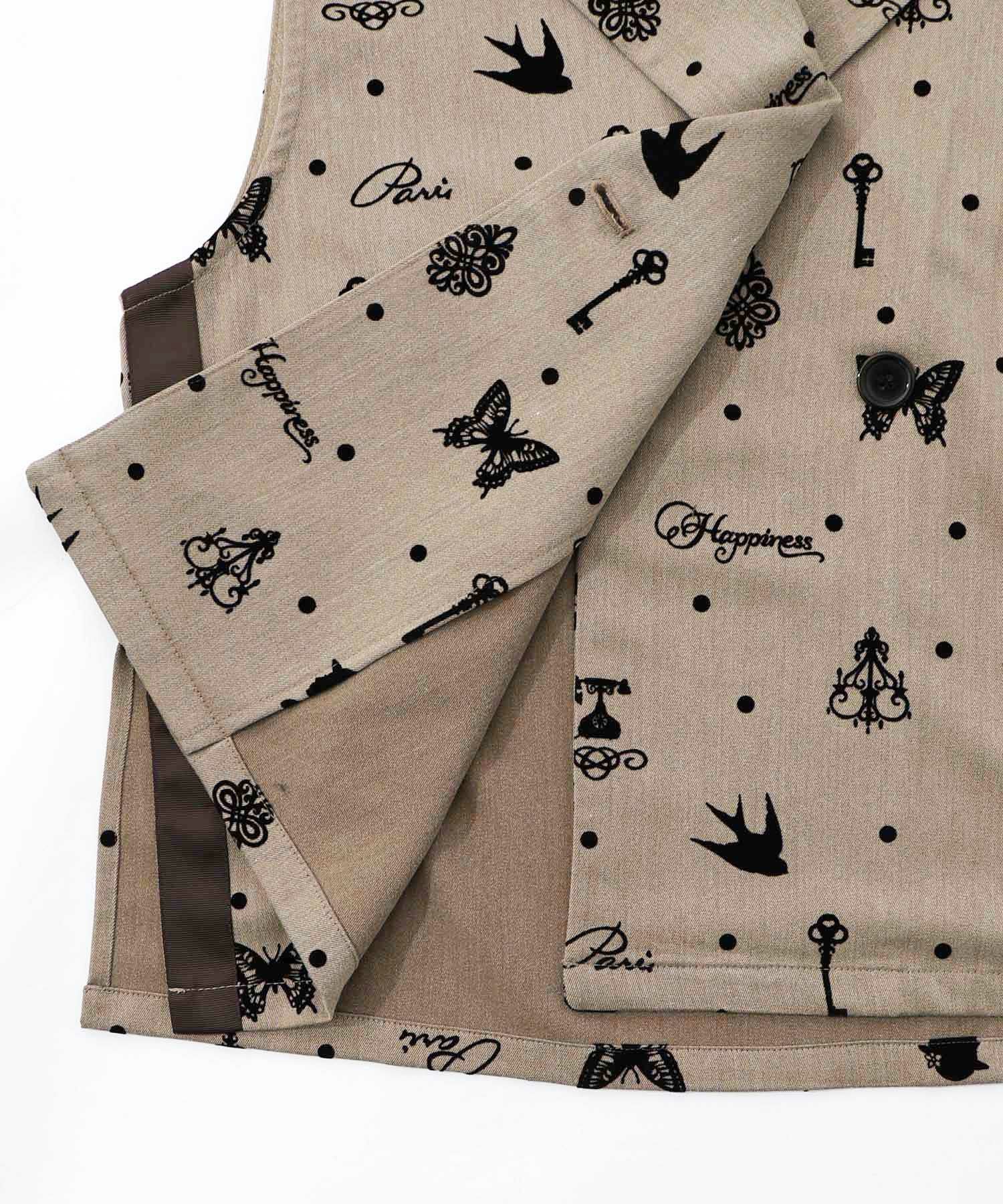 561210：アンティーク調フロッキープリントベストの通販-ScoLar