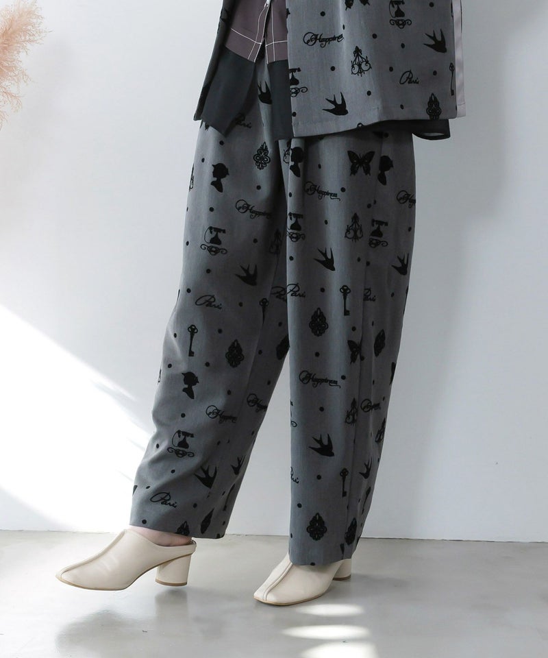 アンティーク調フロッキープリントパンツ-4