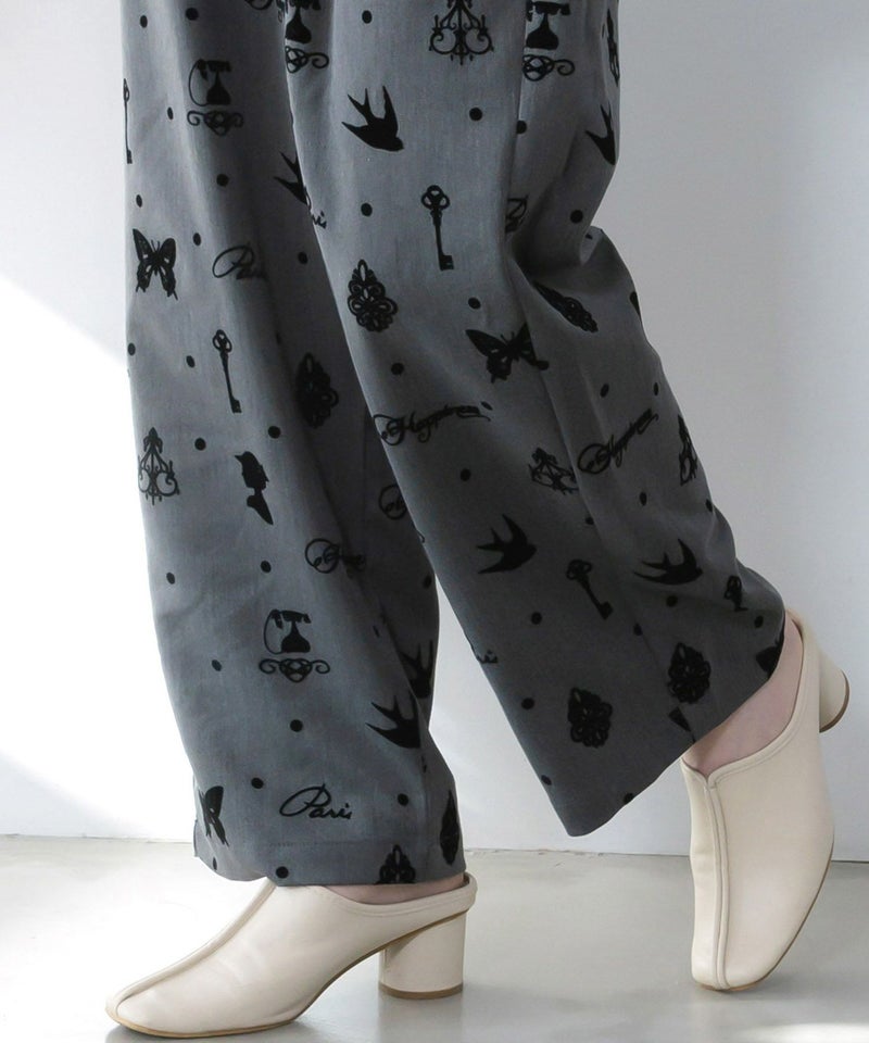 アンティーク調フロッキープリントパンツ-7