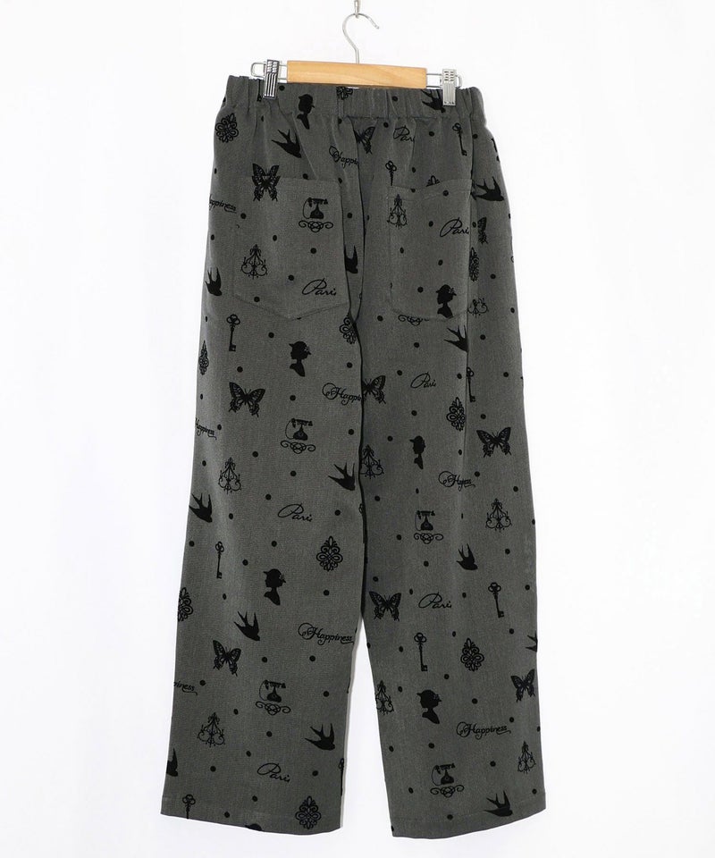 アンティーク調フロッキープリントパンツ-9