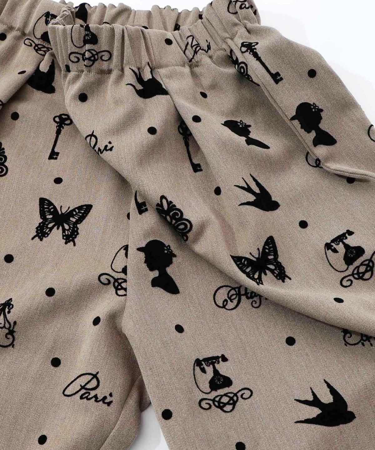 アンティーク調フロッキープリントパンツ-17