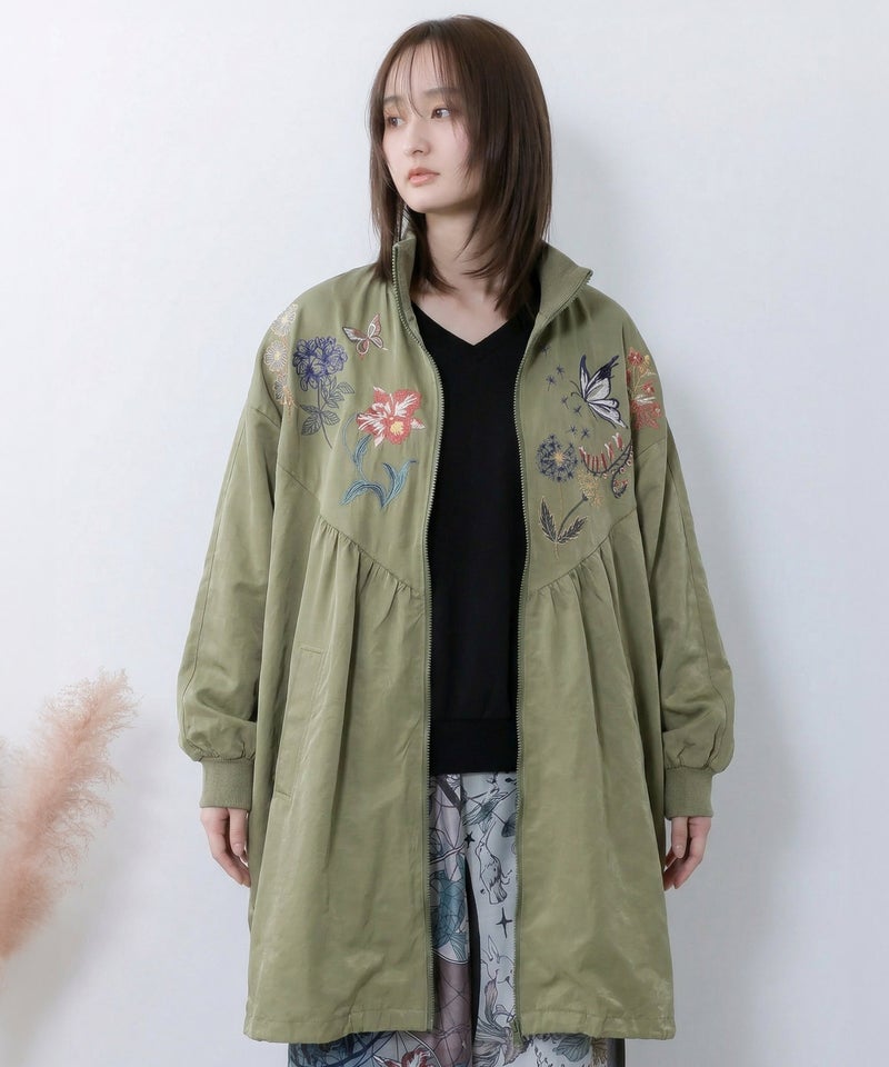 リボン×花刺繍ドルマンスリーブブルゾン-1