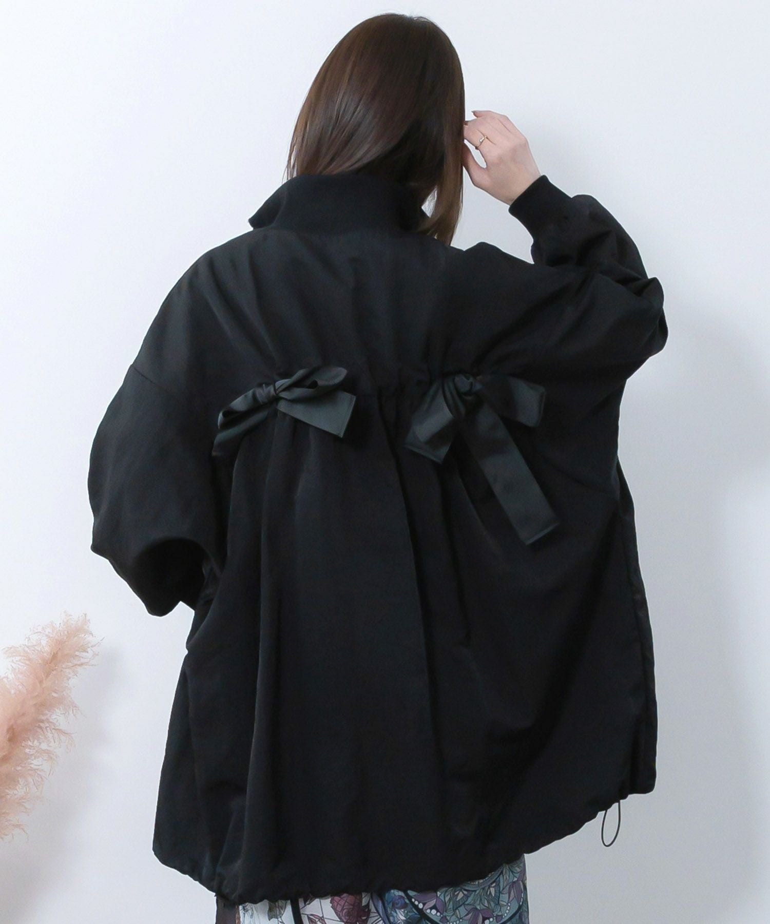 561206：リボン×花刺繍ドルマンスリーブブルゾンの通販-ScoLar