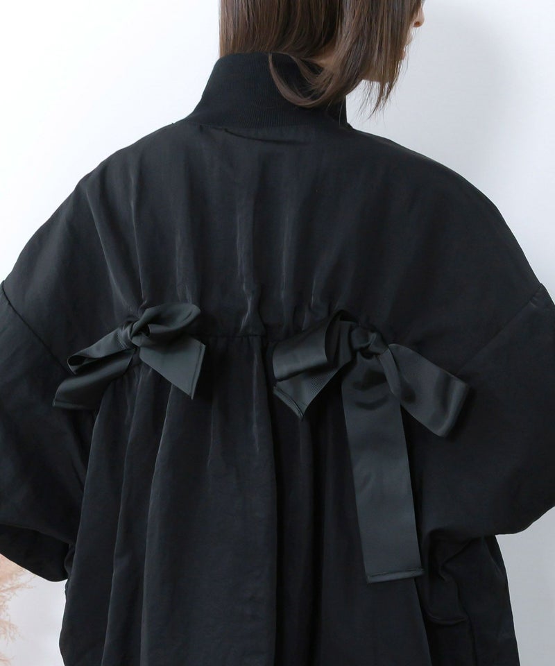 リボン×花刺繍ドルマンスリーブブルゾン-9