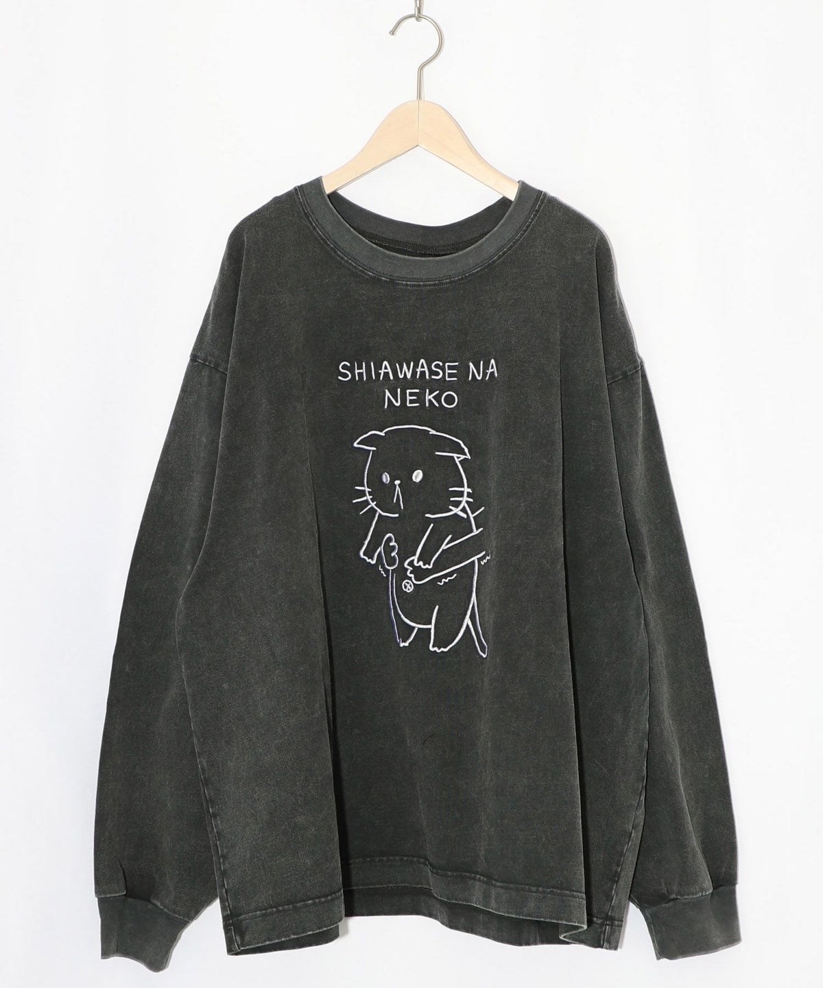 正月太りネコ柄刺繍ヴィンテージ風プルオーバー-10