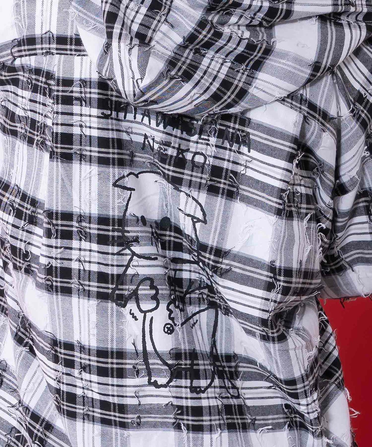 正月太りネコ柄デニムorチェックシャツパーカー-8