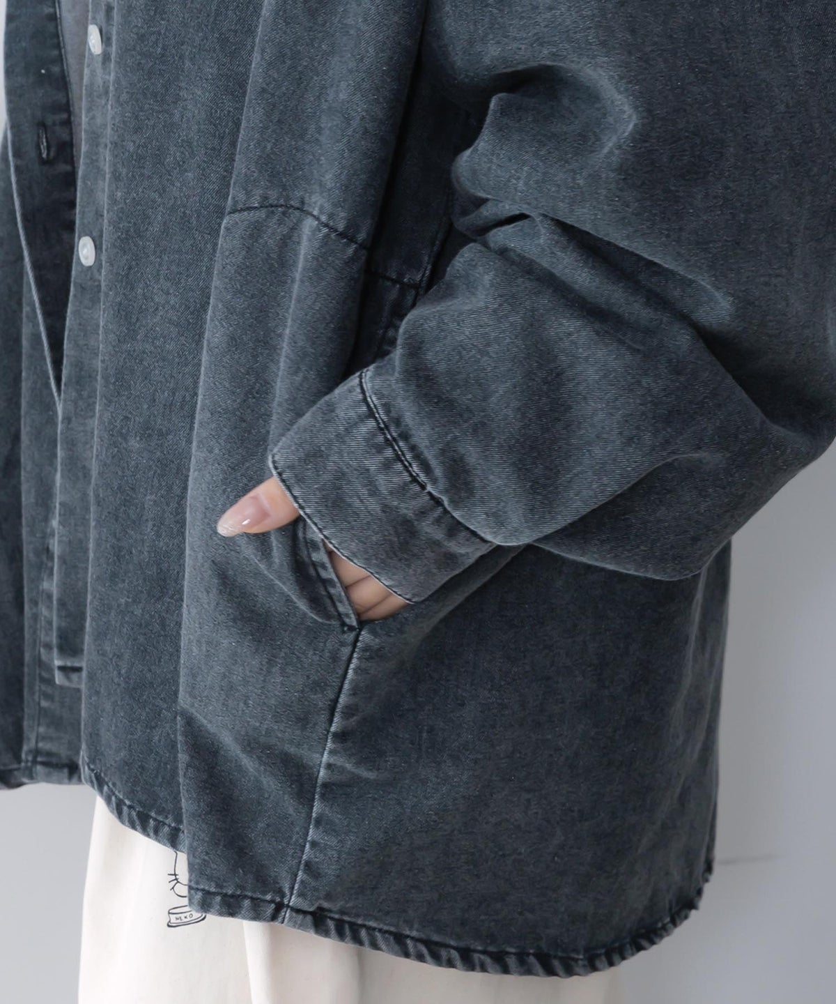 正月太りネコ柄デニムorチェックシャツパーカー-8