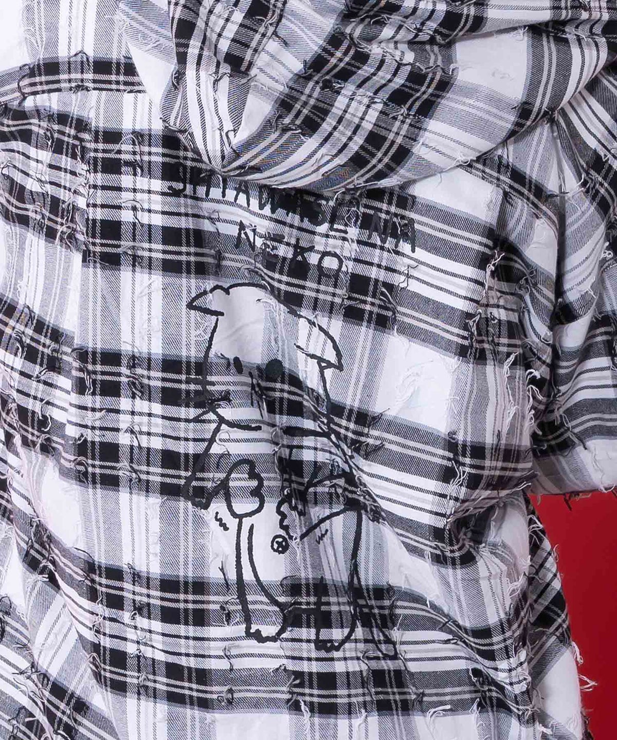 正月太りネコ柄デニムorチェックシャツパーカー-12