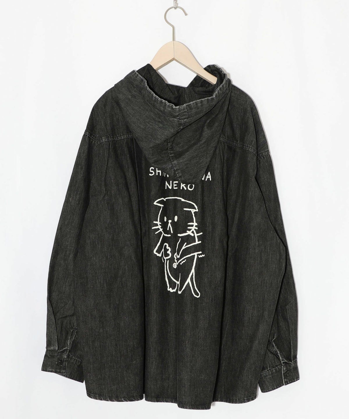 正月太りネコ柄デニムorチェックシャツパーカー-23