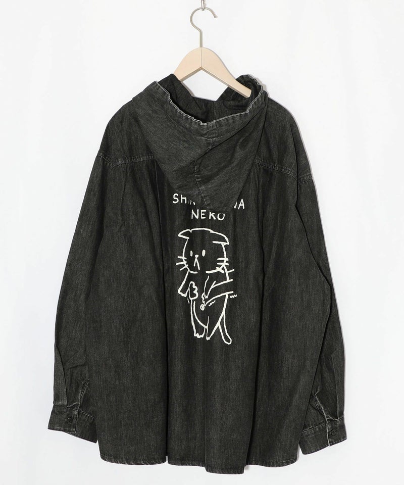 正月太りネコ柄デニムorチェックシャツパーカー-23