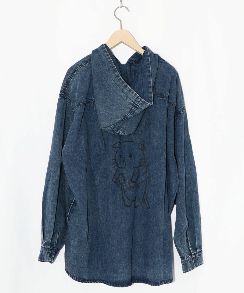 正月太りネコ柄デニムorチェックシャツパーカー-26